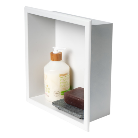 ALFI BRAND 12" x 12" White Matte SS Square Sgl Shelf Bath Shower Niche ABNC1212-W